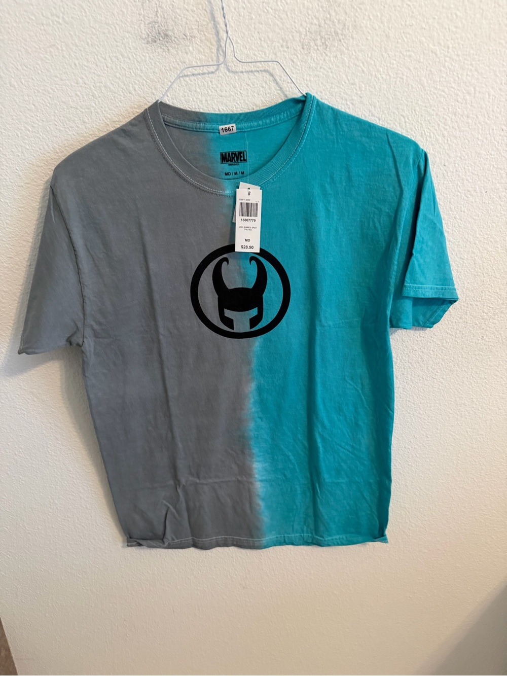 Marvel Men’s Half-Block Teal and Grey Graphic Tee